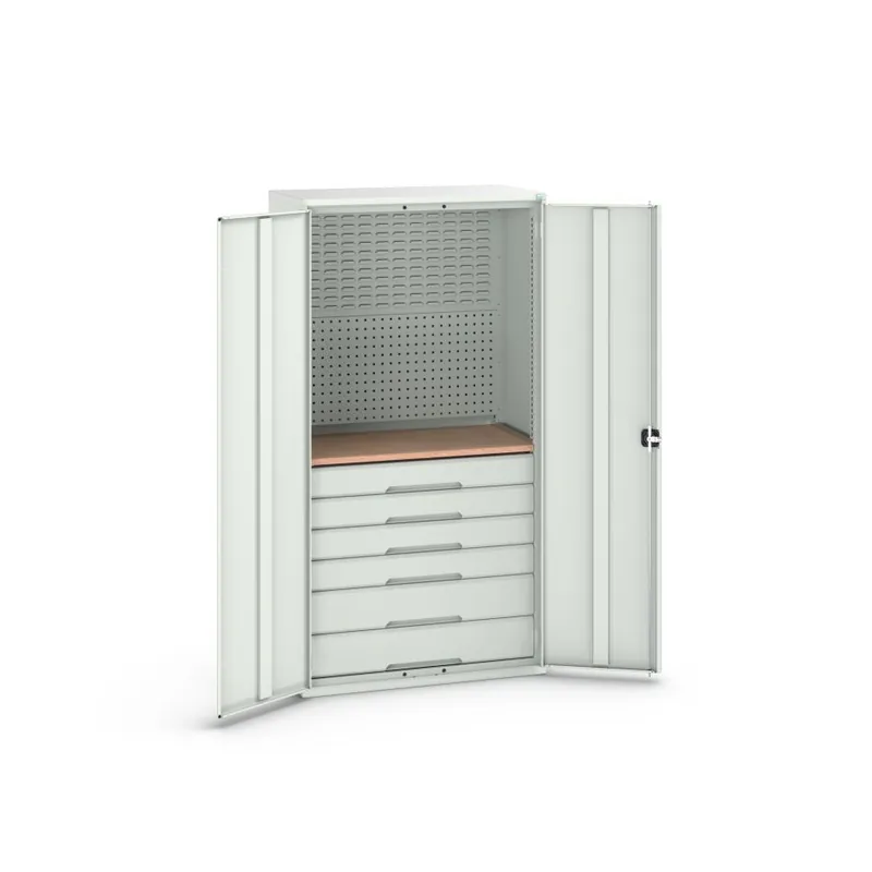 Bott 16926573.16 Armoire système Verso 1050x550x2000mm 6 tiroirs 1 panneau arrière perfo RAL 7035