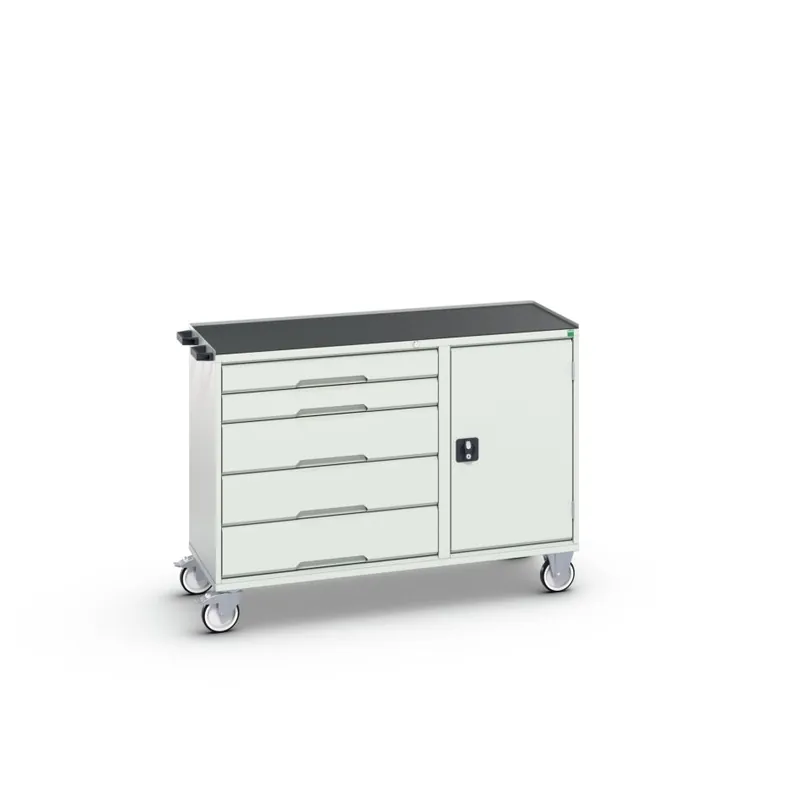 Bott 16927152.16 Chariot de montage Verso 5 tiroirs 1 porte et rebord rabattable RAL 7035