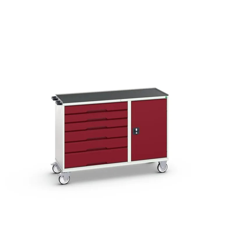 Bott 16927155.24 Chariot de montage Verso 6 tiroirs 1 porte et rebord rabattable RAL 3004