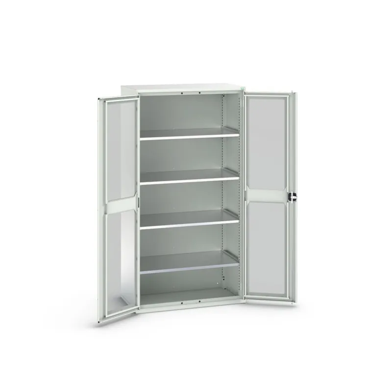 Bott 16926277.16 Armoire système Verso 1050x550x2000mm 4 étagères 2 portes fenêtres RAL 7035