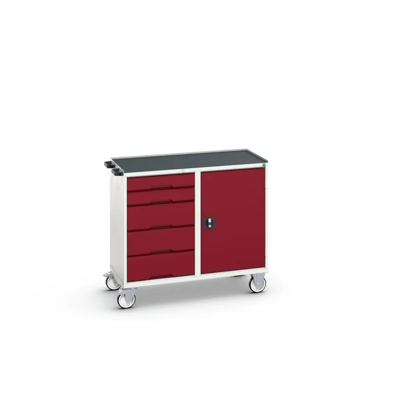 Bott 16927122.24 Verso armoire mobile 1050x550x965mm 5 tiroirs 1 porte plateau supérieur RAL 3004