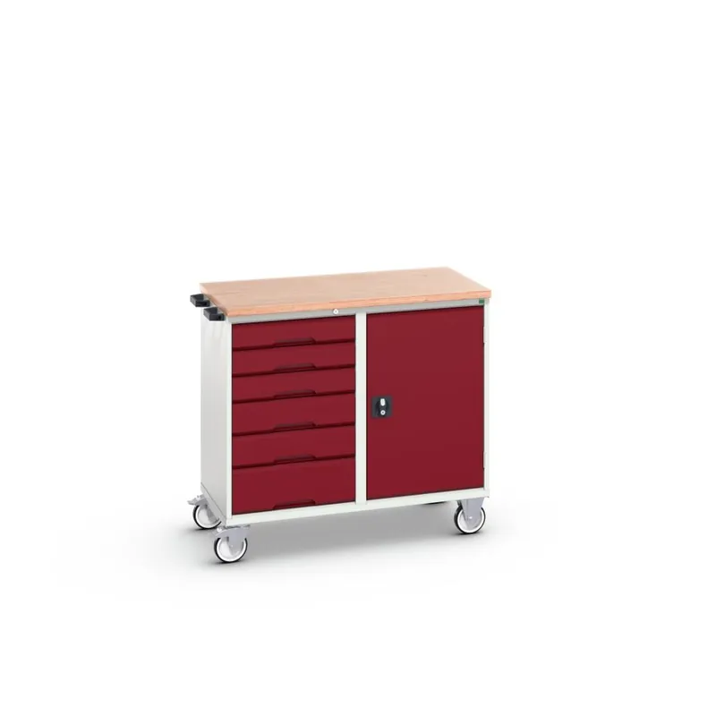 Bott 16927124.24 Verso mobiele kast 1050x550x965mm 6 laden 1 deur top tray RAL 3004