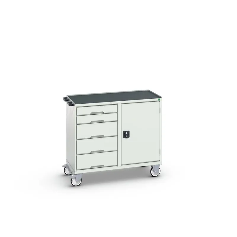 Bott 16927122.16 Verso armoire mobile 1050x550x965mm 5 tiroirs 1 porte plateau supérieur RAL 7035