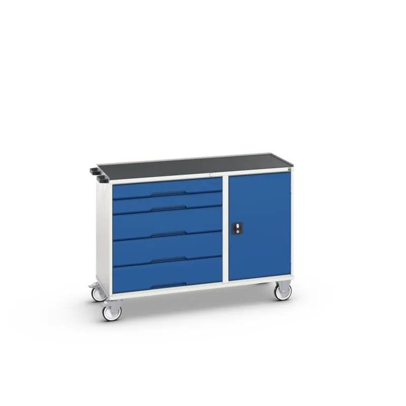 Bott 16927152.11 Chariot d‘appareillage Verso 5 tiroirs 1 porte et rebord rabattable RAL 5010