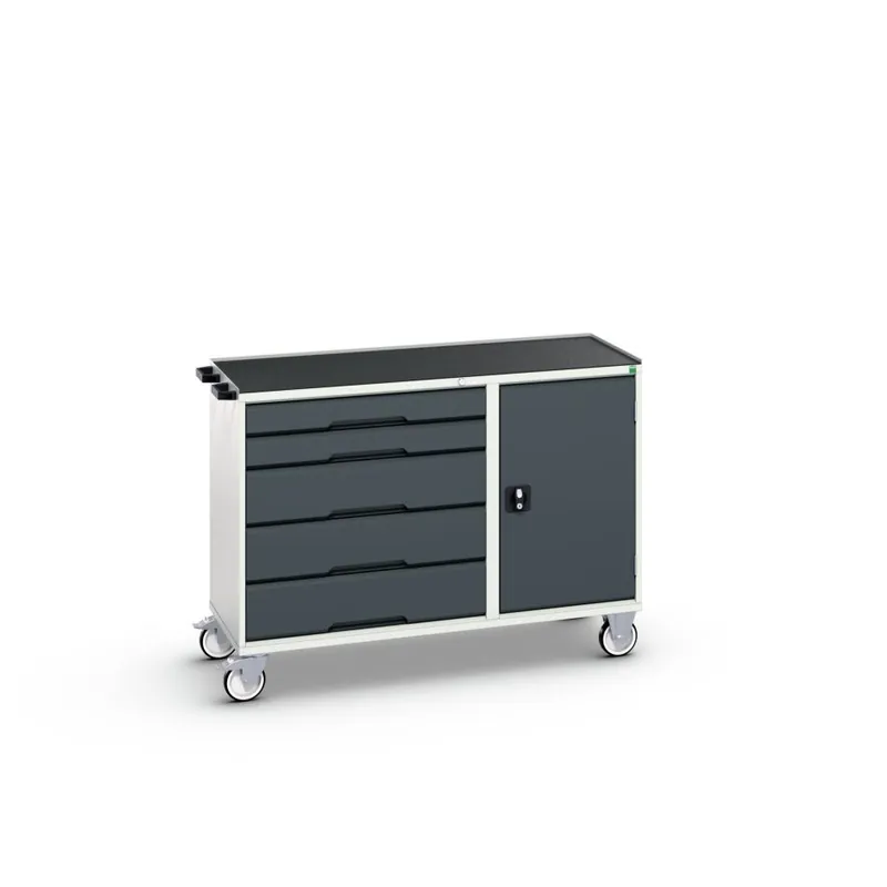 Bott 16927152.19 Chariot d‘appareillage Verso 5 tiroirs 1 porte et rebord rabattable RAL 7016