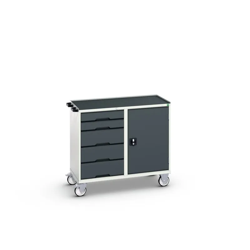 Bott 16927122.19 Verso armoire mobile 1050x550x965mm 5 tiroirs 1 porte plateau supérieur RAL 7016