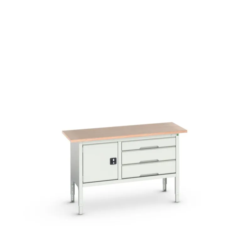 Bott 16923014.16 Etabli réglable Verso 1500x600x830-930mm 3 tiroirs 1 porte Contreplaqué RAL 7035