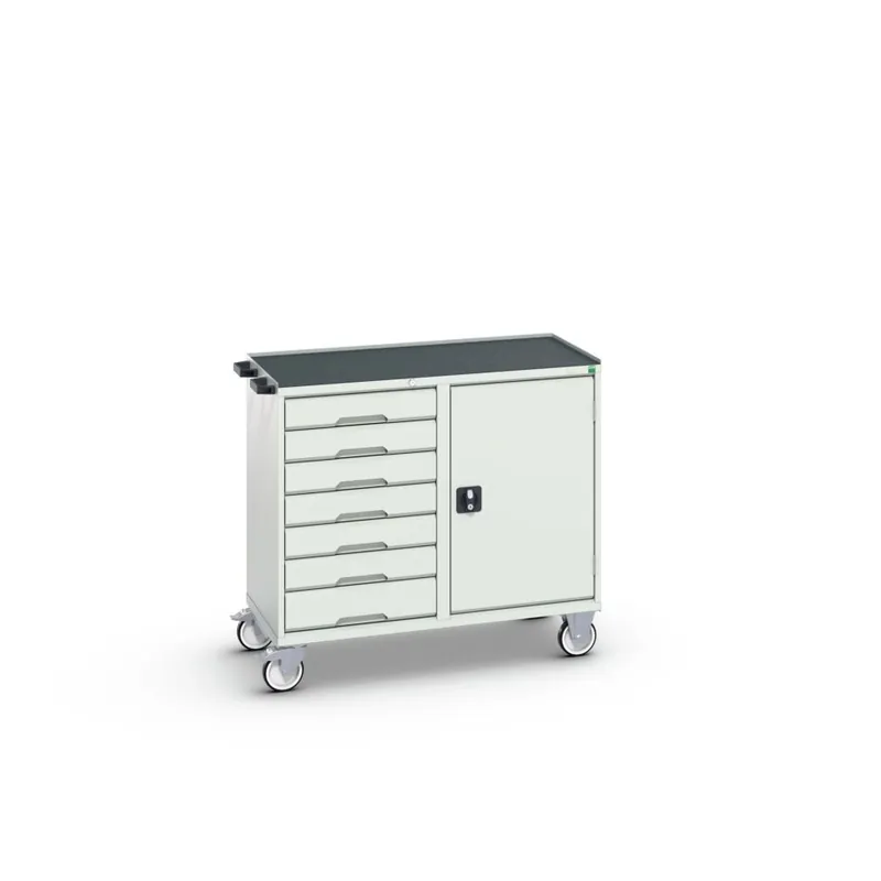 Bott 16927128.16 Verso armoire mobile 1050x600x980mm 7 tiroirs 1 porte plateau supérieur RAL 7035