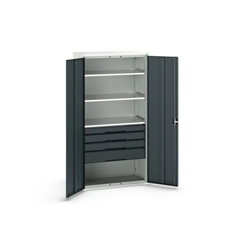 Bott 16926576.19 Verso systeemkast 1050x550x2000mm 3 legborden 4 lades 1 perfo achterwand RAL 7016
