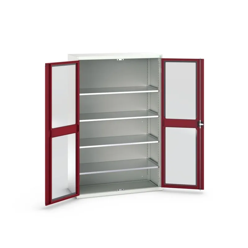 Bott 16926663.24 Armoire système Verso 1300x550x2000mm 4 étagères 2 portes fenêtres RAL 3004