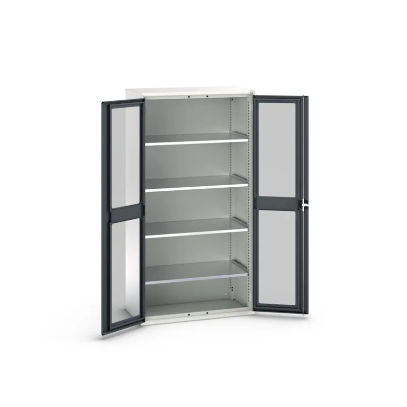 Bott 16926277.19 Armoire système Verso 1050x550x2000mm 4 étagères 2 portes fenêtres RAL 7016