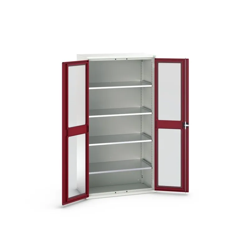 Bott 16926277.24 Armoire système Verso 1050x550x2000mm 4 étagères 2 portes fenêtres RAL 3004