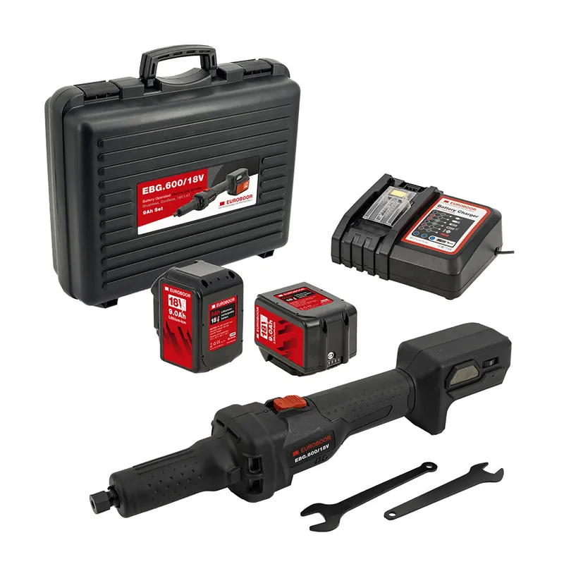 Euroboor EBG.600/18V Set (9Ah) Meuleuse à batterie 18V, 26000 RPM 2x 9 Ah