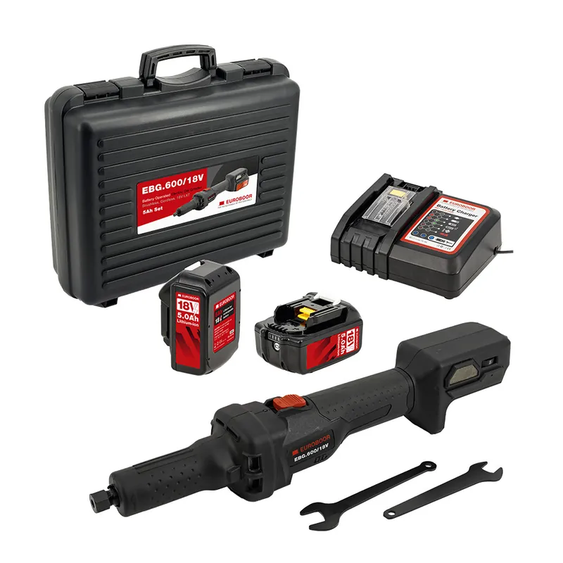 Euroboor EBG.600/18V Set (5Ah) Meuleuse à batterie 18V, 26000 RPM 2x 5 Ah