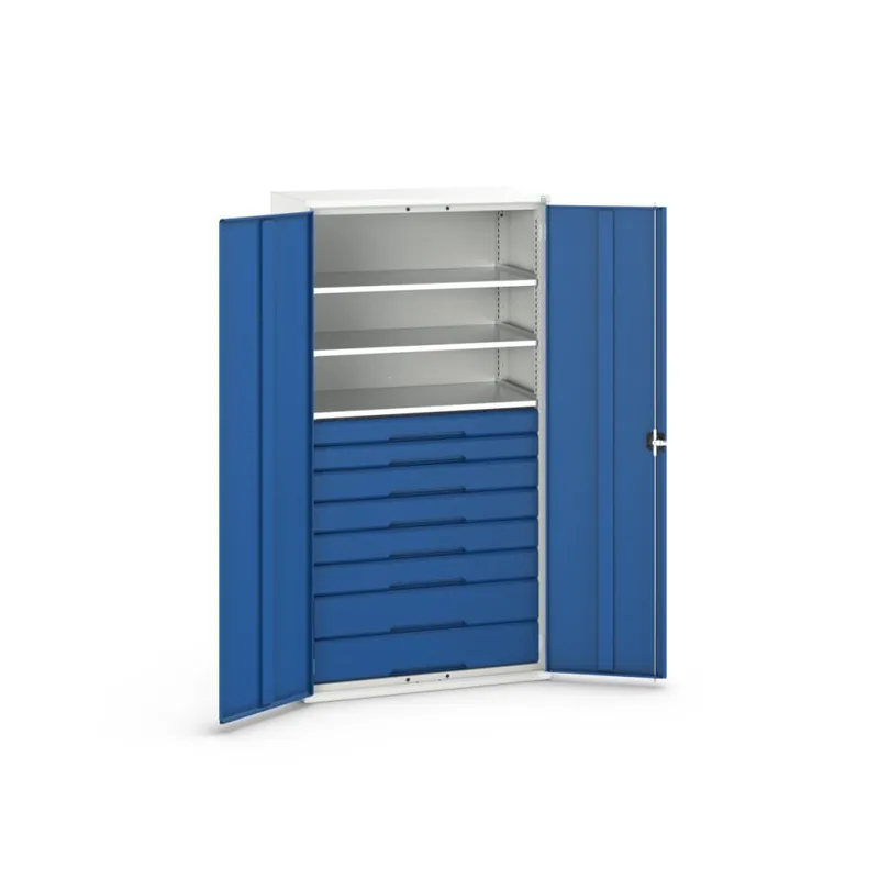 Bott 16926577.11 Armoire système Verso 1050x550x2000mm 3 étagères 8 tiroirs RAL 5010