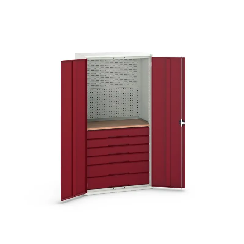 Bott 16926573.24 Armoire système Verso 1050x550x2000mm 6 tiroirs 1 panneau arrière perfo RAL 3004