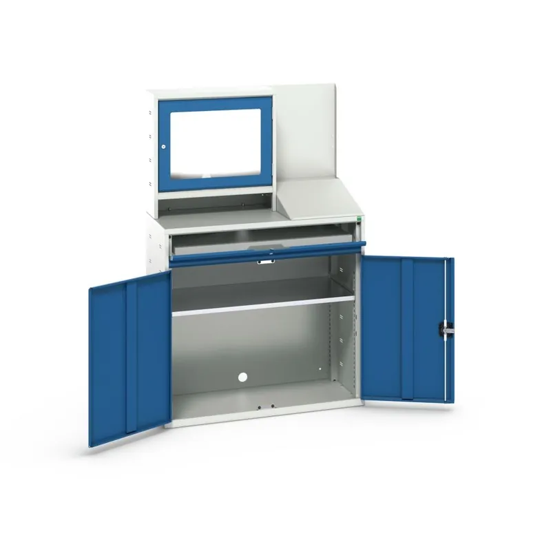 Bott 16928022.11 Verso armoire informatique 1050x550x1650mm 1 étagère 1 tiroir 2 portes RAL 3004