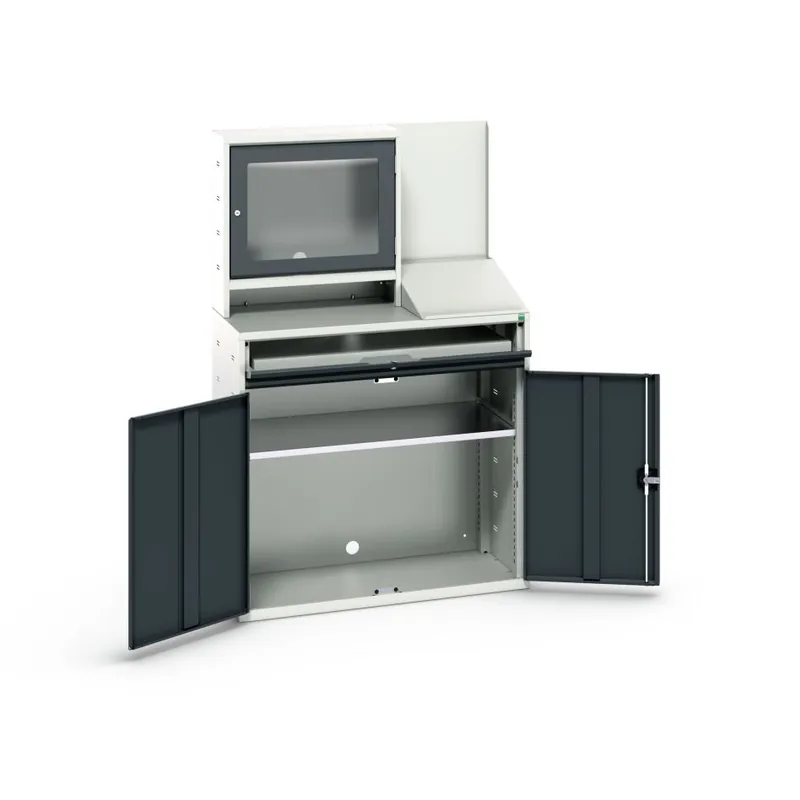 Bott 16928022.19 Verso armoire informatique 1050x550x1650mm 1 étagère 1 tiroir 2 portes RAL 7016