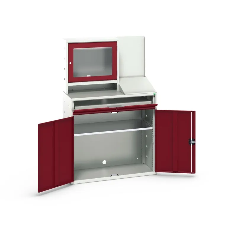Bott 16928022.24 Verso armoire informatique 1050x550x1650mm 1 étagère 1 tiroir 2 portes RAL 3004