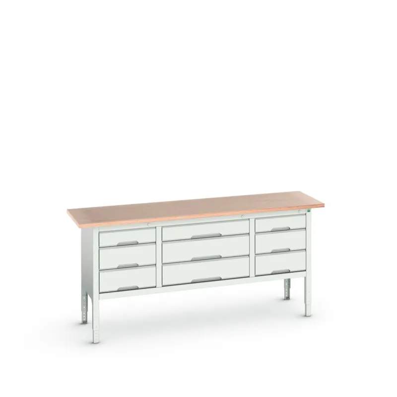 Bott 16923033.16 Etabli réglable Verso 2000x600x830-930mm Contreplaqué 9 tiroirs RAL 7035