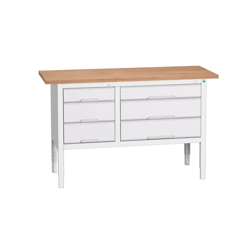 Bott 16923015.16 Etabli réglable Verso 1500x600x830-930mm 6 tiroirs Contreplaqué RAL 7035