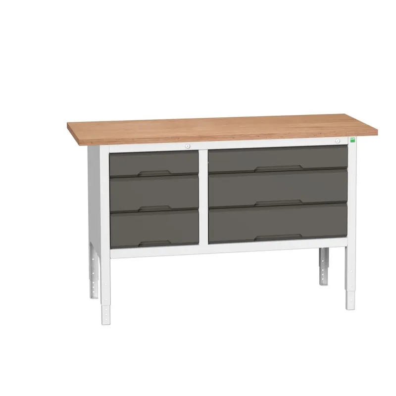 Bott 16923015.19 Etabli réglable Verso 1500x600x830-930mm 6 tiroirs Contreplaqué RAL 7016