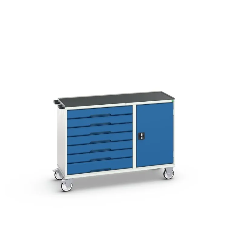 Bott 16927158.11 Chariot de montage Verso 7 tiroirs 1 porte et rebord rabattable RAL 5010