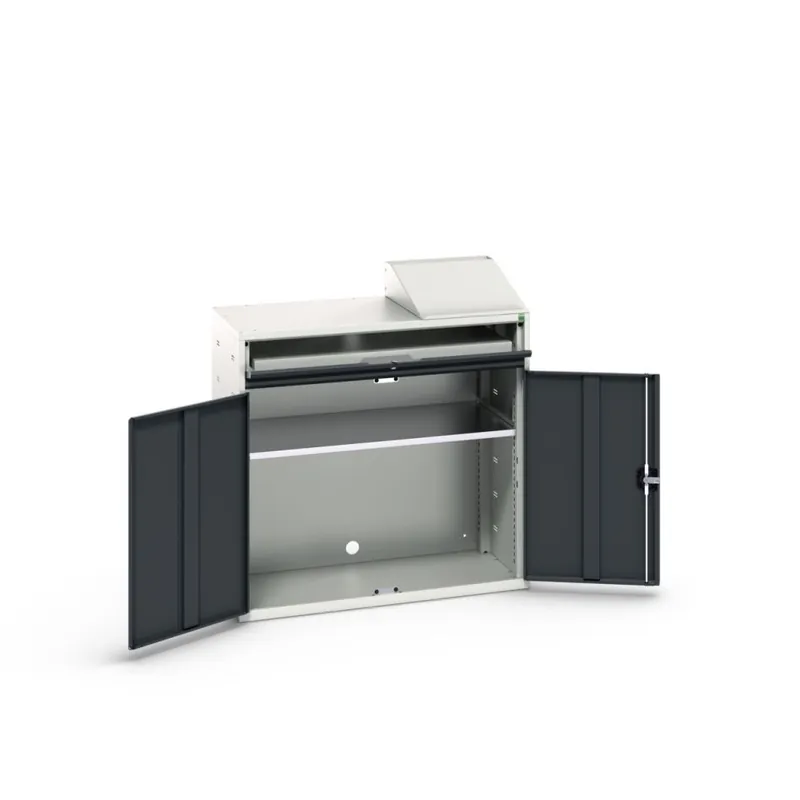 Bott 16928021.19 Verso armoire informatique 1050x550x1130mm 1 étagère 1 tiroir 2 portes RAL 7016