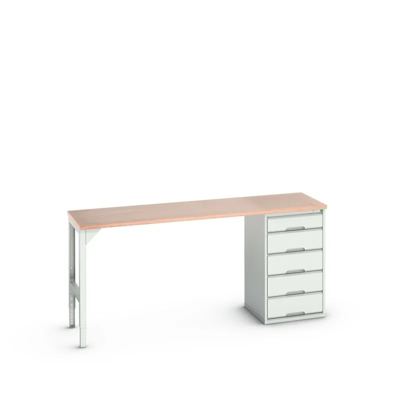 Bott 16921950.16 Etabli Verso 5 tiroirs Largeur / largeur 2000 mm Contreplaqué RAL 7035