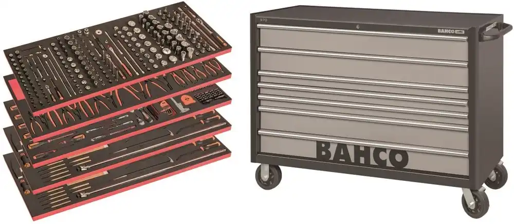 Bahco XXL Chariot à outils rempli 8 tiroirs 457 pièces