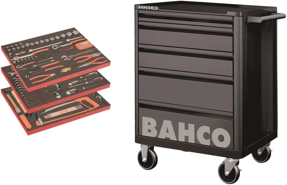 Bahco BASIC Chariot à outils rempli 5 tiroirs 158 pièces