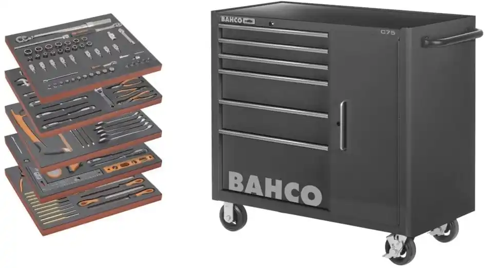 Bahco 1475KXL6CBK-FF6 Chariot à outils rempli 6 tiroirs 187 pièces