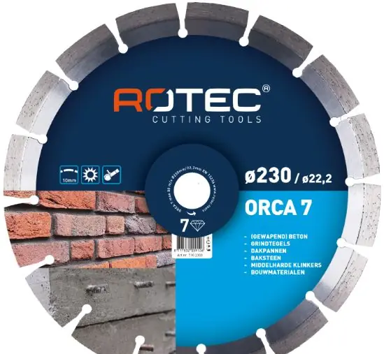 Rotec 710.1403 ORCA 7/GC 2010 Lame de scie diamantée 140 x 22,2