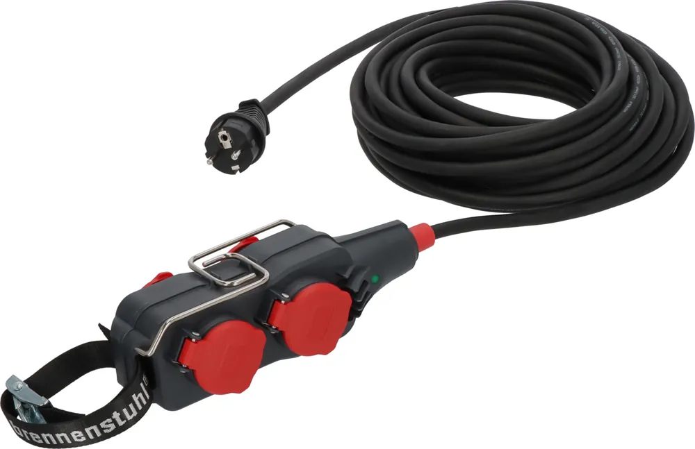 Brennenstuhl 9161150161 Powerblock professionnel avec câble d‘extension PB 1100 IP54 4-v 15m noir H07RN-F 3G1.5