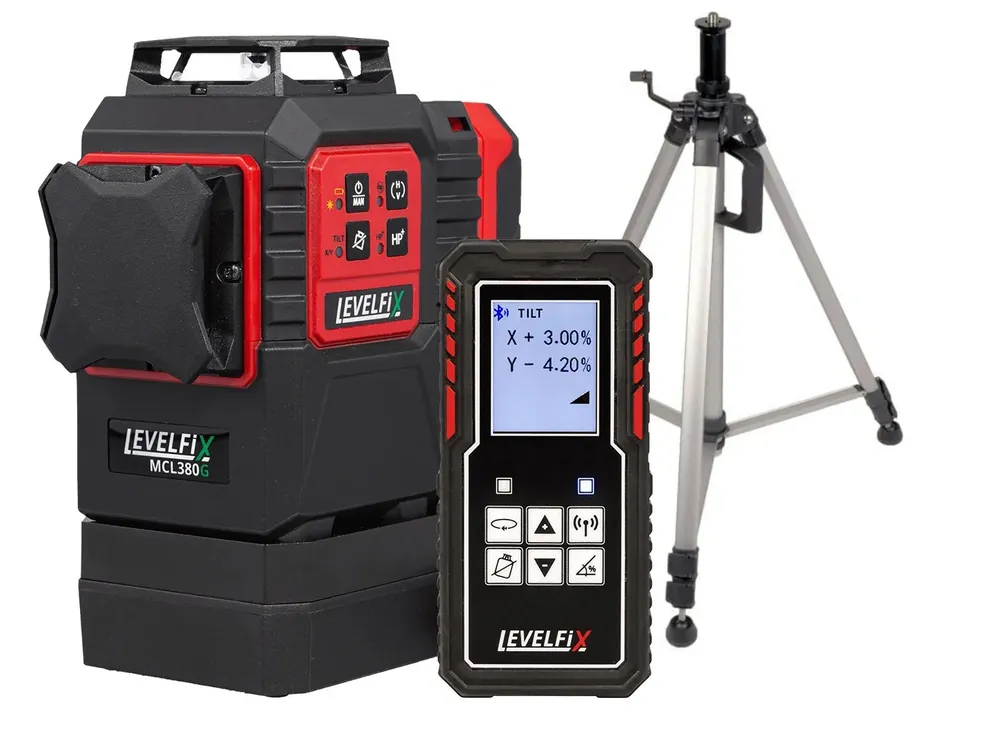 Levelfix 563801 MCL380G Laser vert multiligne + trépied 2 mtr