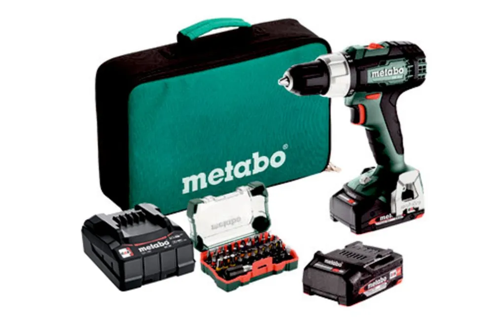 Metabo 614053900 SB 18 L Set Perceuse à percussion sans fil 18V 2x2Ah en Tool Bag avec Bit Box SP (32 pièces)