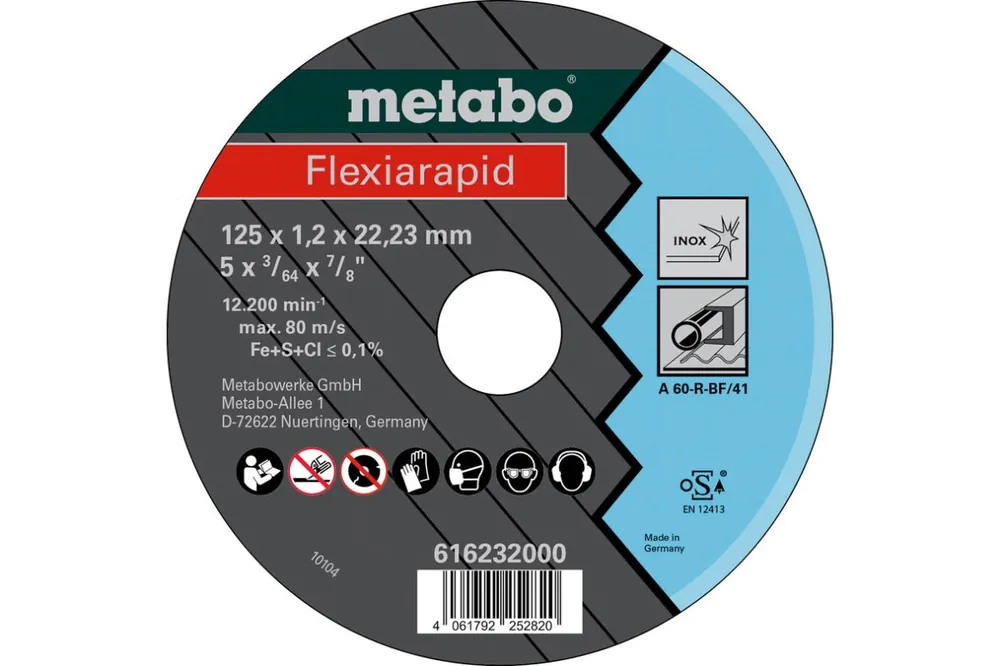 Metabo Accessoires 616232000 Flexiarapid 125x1,2x22,23 Inox, TF 41