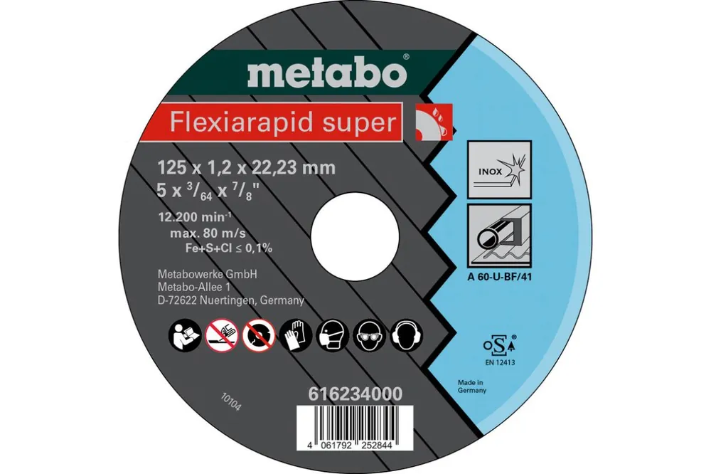Metabo Accessoires 616234000 Flexiarapid super 125x1,2x22,23 Inox, TF 41