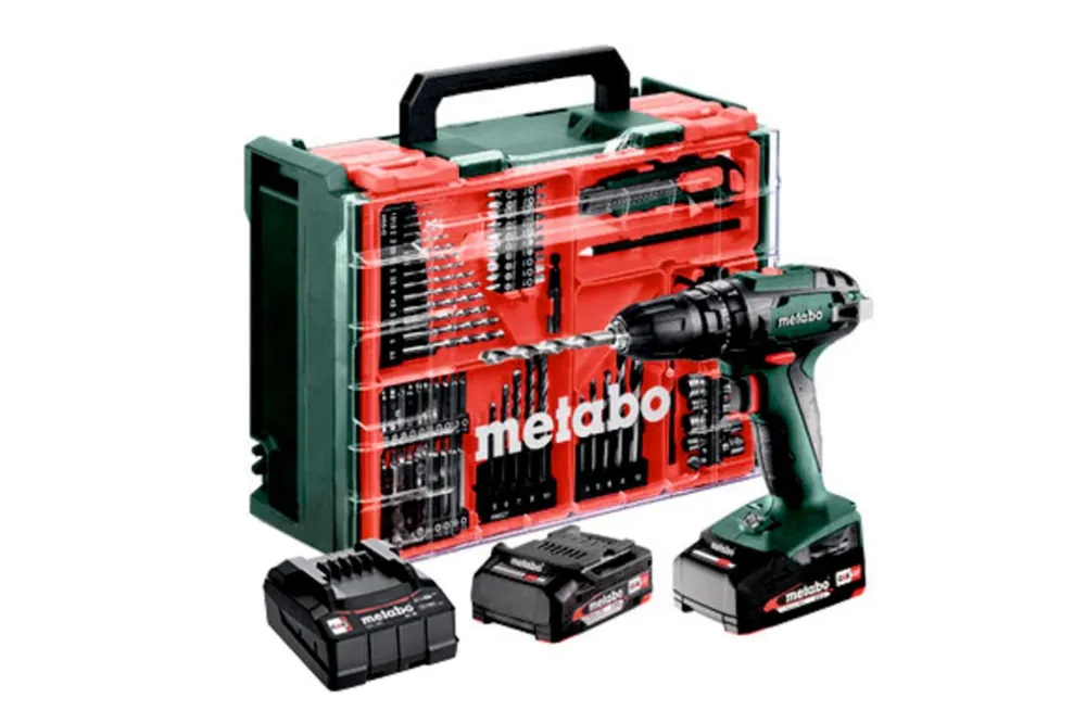 Metabo 602245710 SB 18 Set Marteau perforateur sans fil 18V 2x2Ah en coffret plastique avec 78 pièces