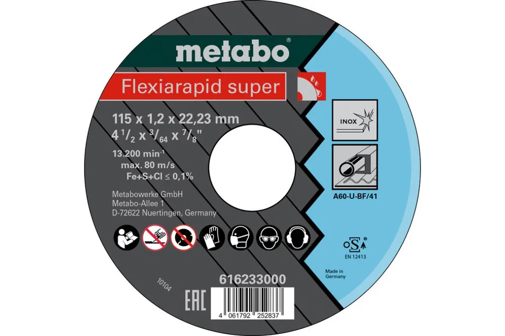 Metabo Accessoires 616233000 Flexiarapid super 115x1,2x22,23 Inox, TF 41