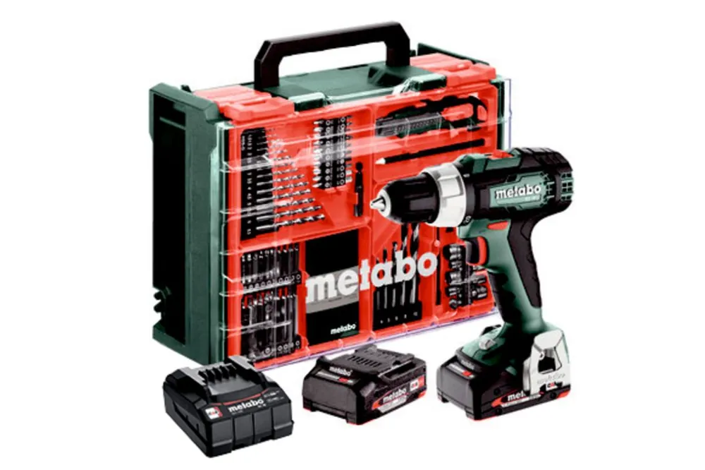 Metabo 614051710 BS 18 L Set perceuse sans fil 18V 2x2Ah LiPOWER ; Chargeur SC 36 ; Coffret plastique avec 74 pièces
