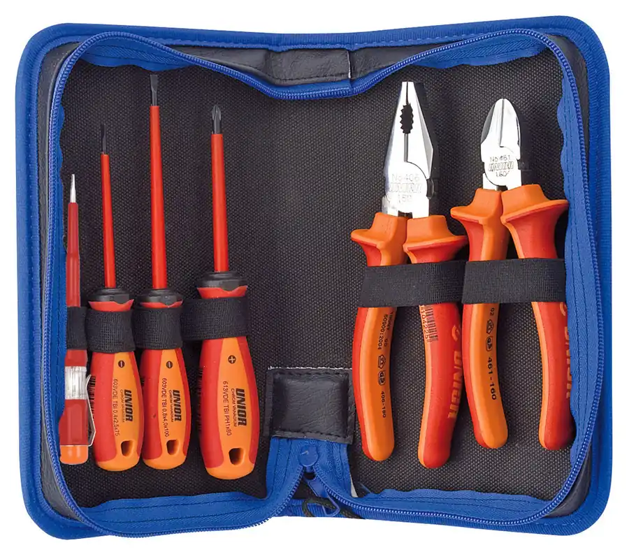 Unior 617573 906VDEBI Jeu d‘outils VDE dans un étui en similicuir