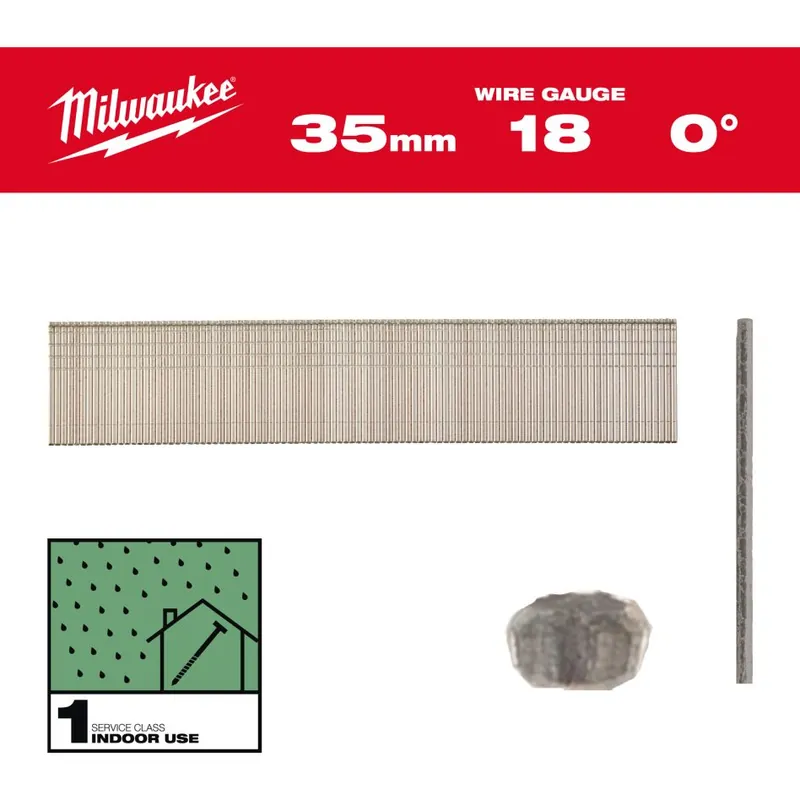 Milwaukee Accessoires 4932498743 Clous Brad, calibre 18, tête fine 18G / 35 mm / RC / G / SC1 - 5.000 pc