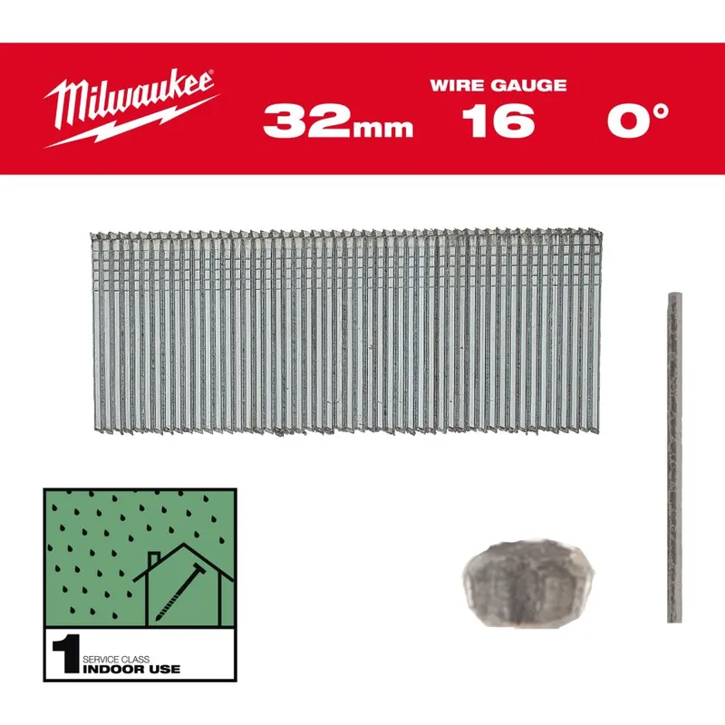 Milwaukee Accessoires 4932498312 Clou de finition galvanisé 16G / 0° / 25mm / G / SC1 - 5.000 pc