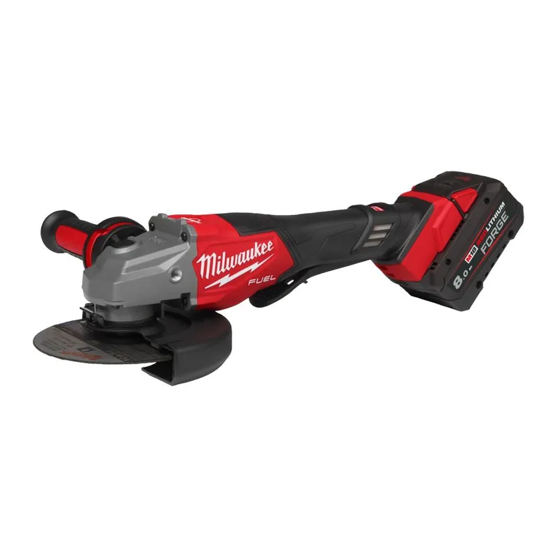 Milwaukee 4933493418 M18 FHSAG125XPDB2-802X FUEL™ Meuleuse d‘angle 125 mm avec frein et interrupteur à palette 18 V 2x 8 Ah en HD Box