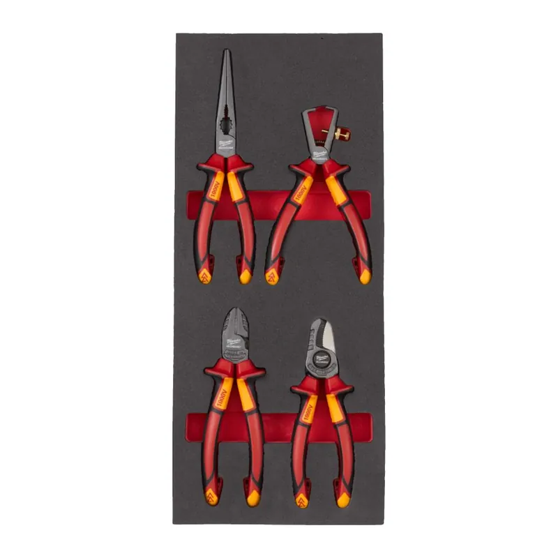 Milwaukee Accessoires 4932493460 Jeu de pinces VDE 2 (4 pièces) avec revêtement en mousse