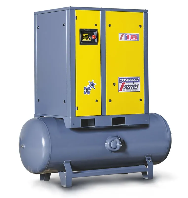 Comprag 11410607 FRD2210-500 Série F Compresseur à vis à courroie en V 22,0 kW 10 Bar 3x400V 3,0 m³/min 500L réservoir et sécheur frigorifique