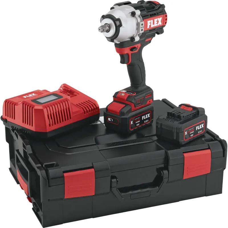 Flex-tools 532065 IW 1/2" 1500 18-EC/5.0 Set Tournevis à percussion Accu 18 V 2x5.0 Ah en coffret