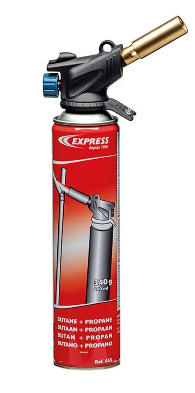 Express 342 342 Lampe à souder / brûleur à gaz avec Piezo, réversible - cartouche de gaz 555 incluse