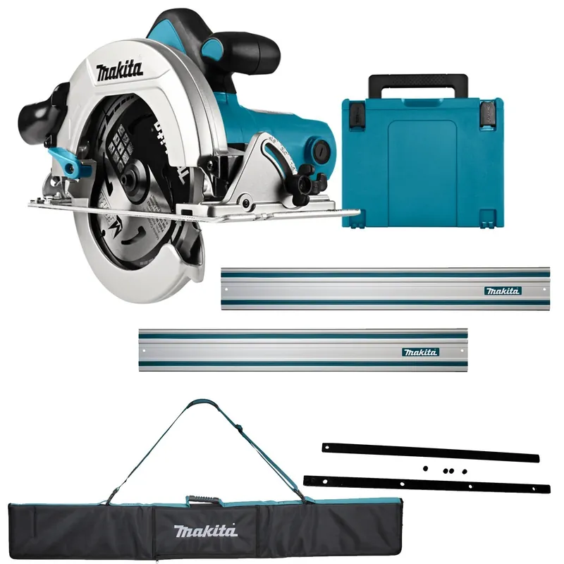 Makita HS7601JSET HS7601J Scie circulaire 190 mm + 2 x règle 1500 mm + bandes de couplage + sac